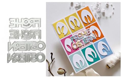 Sredwtk Frohe Ostern Stanzschablonen Ostern Metall Prägeschablonen Stanzformen Schneiden für DIY Karte Sammelalbum Scrapbooking Fotoalbum Deko Cutting Dies