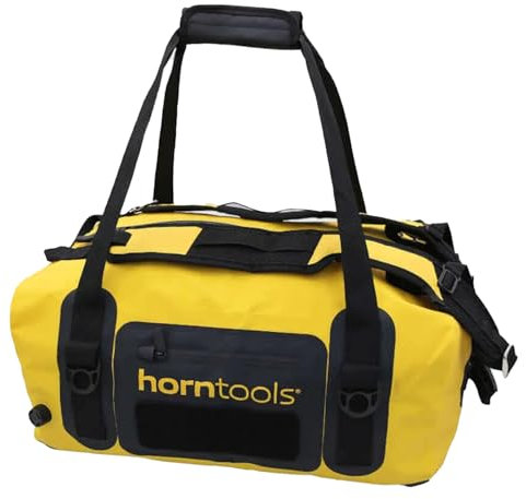 horntools Expedition Tasche - 40l - 100% Wasserdicht - Abnehmbare Tragegurte - Tragbar als Duffle Bag oder Rucksack - Reisetasche, Sporttasche, Motorradtasche - Gelb