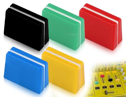 Lhbwhiz 5 Stück Bunte Fader Caps,Mischpult Slider Kappen,Knöpfe Caps,kompatibel mit vielen DJ-Mixern und Controllern, kompatibel mit Pio-neer DJM350, 400, 500, 700(Farbe,20 * 9 * 15mm)