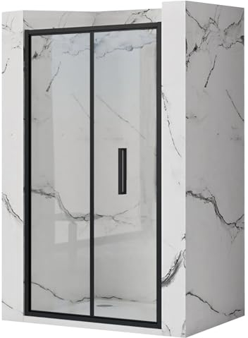 Rea PORTE DE DOUCHE RAPID FOLD 80 BLACK PLIANTE Verre trempé de sécurité transparent 4 mm (Noir)