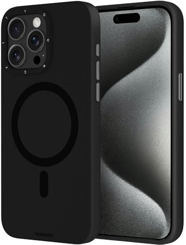 YOUNGKIT für iPhone 15 Pro Case丨Schutz nach Militärstandard & Kompatibel mit MagSafe丨Transluzent Matt zurück mit Aluminiumlegierung Tasten Taste Fall für iPhone 15 Pro Titanium 6.1 丨Schwarz mattiert