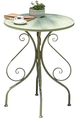 GLigeT Gartengarnitur Outdoor-Hof-Garten-Balkon-Tisch- und Stuhl-Set, Retro-Eisen-Gartenmöbel-Sets, Coffee-Shop-Esstisch und Stühle Möbelset im Balkon (Color : Green-Table)
