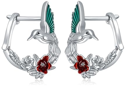 Kolibri Ohrringe für Damen 925 Sterling Silber Kolibri Creolen Leverback Ohrringe Schmuck Geschenke für Mädchen (Kolibri Ohrringe)