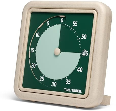 TIME TIMER Rétro Medium Eco Edition Minuteur Visuel – Compte à rebours de 60 Minutes fabriqué avec au Moins 20% de matières végétales Naturelles – Vert Terre
