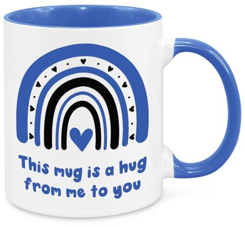 Hug in A Mug - Birthday Gifts for Friend Sister Daughter Mum Grandad Grandma Nan Sentimental Gifts Christmas Gifts Get Well Soon Gifts (Blue)
