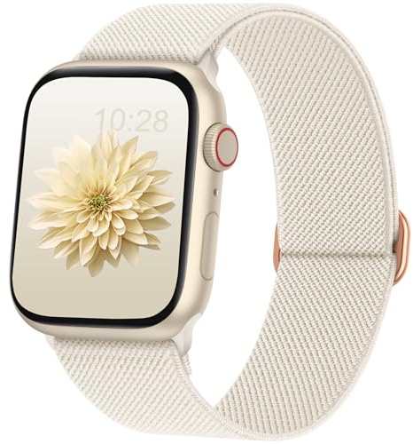 AMSKY Elastisch Solo Loop Band Kompatibel mit Apple Watch Armband 40mm 45mm 44mm 46mm 42mm 41mm 38mm 49mm Damen Herren, Textil Stoff für iWatch Armband Se Ultra Series 10 9 8 7 6 5 4 3 2 1, Polarstern