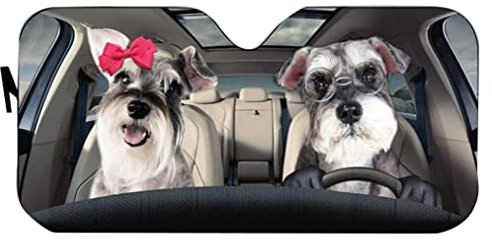 Windschutzscheibe Sonnenschirm Schnauzer Schattenspender Wasserbeständig Autozubehör Universal Autoscheibenabdeckung Für Lkws, Suvs, Limousinen 70x130cm