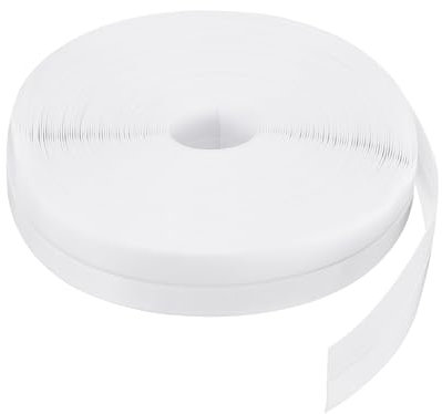 sourcing map Burlete de silicona para puerta de 25 mm, cinta adhesiva para ventana, casa, ducha, huecos de vidrio, 15 m, color blanco