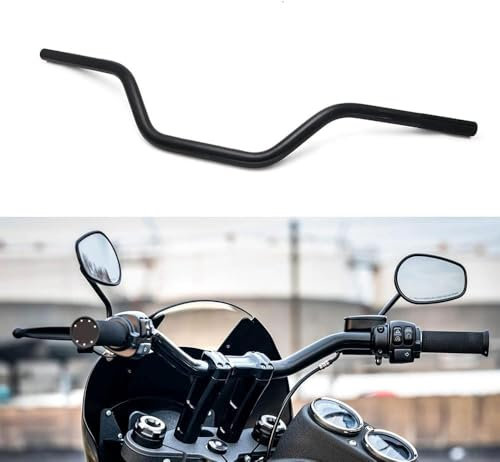 DREAMIZER Guidon de Moto 7/8 22mm Universel pour Cafe Race Bobber Motocross Dirt Pit Bike ATV Ebike Mini Bike, Noir