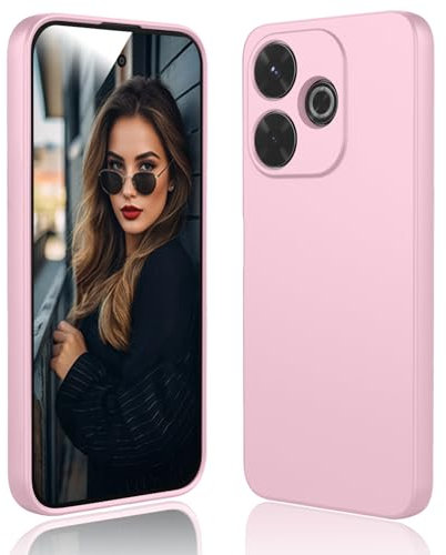 DESSEN Hülle für Xiaomi Redmi 13 4G / Xiaomi Poco M6 4G Handyhülle - Flüssige Silikon Schutzhülle Stoßfest Kameraschutz Case Dünn Weiche TPU Bumper Cover mit Kratzfestem Mikrofaserfutter, Rosa