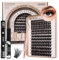 LASHVIEW DIY Lash Extension Kit, 9-16mm Mix D Curl Cluster Eyelash Extension Kit Cluster Lashes with Lash Bond and Seal, Lash Glue Remover and Lash Applicator W50