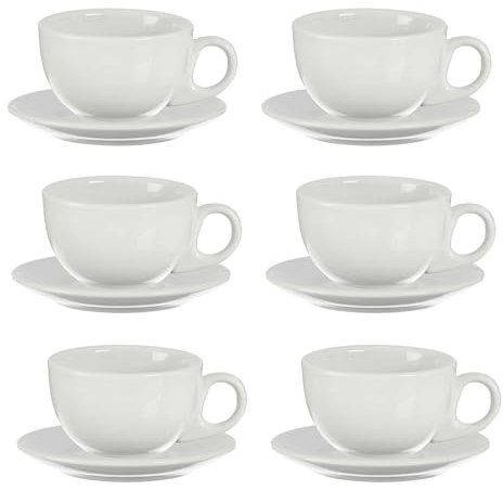 Set 6 tazas cafe porcelana blanca con pl colección VESSIA