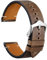 WOCCI 22mm Leder Uhrenarmband, Ölwachs Vollnarbenleder (Natürliches Braun)