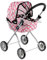 BiBi Doll Classic Baby Doll Pram In Pink - My First Dolls Pushchair Dolls Pram Foam Handle Foldable Design Metal Baby Doll Accessories