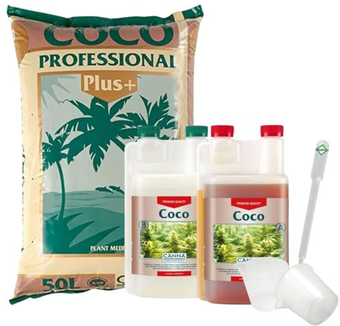 Weedness Canna Coco Plus 50 Liter + Dünger Set - Blumenerde Substrat Kokoserde Anzuchterde Palmenerde Rindenmulch Gartenerde Pflanzerde Grow