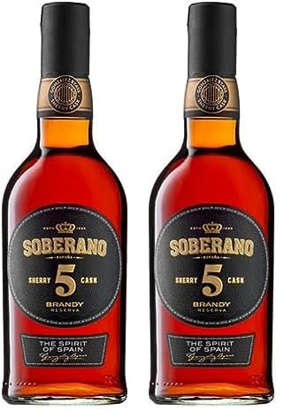 Soberano 5 Reserva - Spanish Brandy Reserva, 5 Year Aged Brandy in American Oak Casks, 70 cl Bottle, Packaging May Vary (Pack of 2)