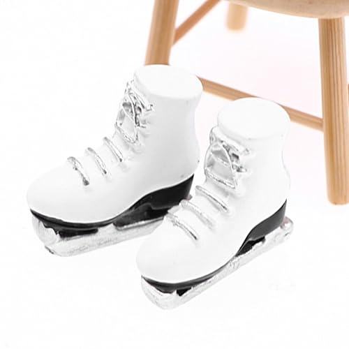 Tewzafiya Miniatur Rollschuhe, Rollschuhe für Puppen | Harzmodell der weißen Schlittschuhe | Rollschuhe Wintersportschuhe Miniatur-Zubehör in