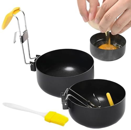 Stainless Steel Egg Maker with Non-Stick Poached Egg Pan & Rings (2PCS)