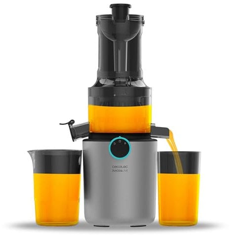 Cecotec Extracteur de Jus pour Fruits et Légumes à Pression à Froid Juice&Live 1500 Slim. Moteur DC de 200W, 1 Vitesse et Fonction Inverse, Ouverture de 82 mm, 55±5 RPM, Montage et Nettoyage Faciles