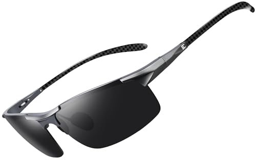 Bircenpro Sonnenbrille Für Herren Polarisiert: UV Schutz Kohlefaser Temple Sport Sonnenbrille Für Fahren