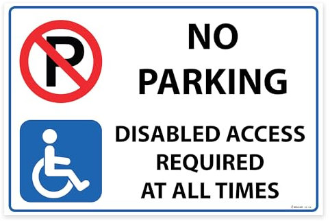 RDLCAR Disabled Parking Sign 1mm PVC No Parking Sign 200 x 300mm Disabled Parking Signs Outdoor Weatherproof, Durable & Easy to Mount