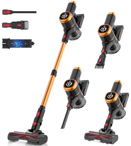Tikom V500 Cordless Vacuum Cleaner for Home, 40000Pa/450W Stick Vacuum with LED Touch Screen, Charging Wall Dock, Anti-Tangle, Lightweight Handheld Vacuum for Pet Hair, Hard Floor, Carpet