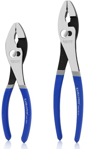 KAIHAOWIN Set di 2 pinze con giunto scorrevole, 20,3 cm e 25,4 cm, pinze grandi Cr-V con ganasce seghettate resistenti con impugnatura in gomma