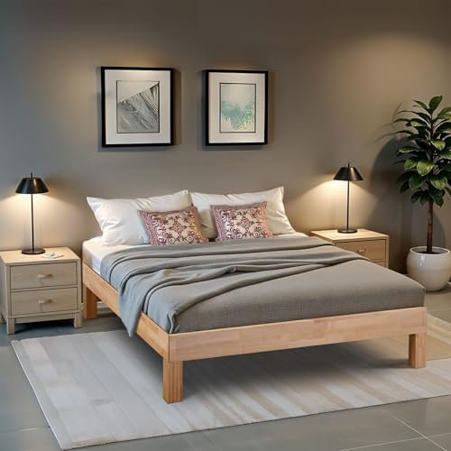 Coemo Massivholzbett 80 x 200 cm Leah aus geöltem Buchenholz, klassisches Design, ergonomische Liegehöhe, mit Stauraum, ohne Kopfteil, Stabilität bis 230 kg, nachhaltiges Schlafzimmermöbel