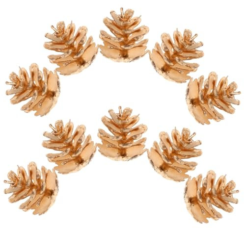 HOLIDYOYO 10stücke Goldene Tannenzapfen Für Bastelarbeiten Kunststoff-tannenzapfen Realistische Tannenzapfen Für Weihnachtsdeko Heimdekoration Vasenfüller