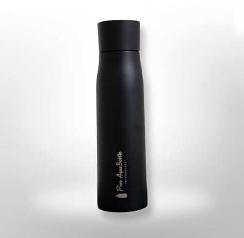 PureAquaBottle – Bouteille autonettoyante UV 500ml | Acier inox isotherme double paroi | Élimine bactéries & odeurs | Anti-fuite, sans BPA | Recharge USB | Sport, voyage, bureau, parent, randonnée