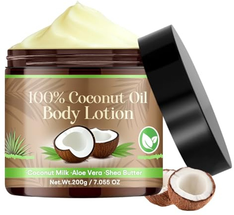 100% Coconut Oil Body Lotion, Coconut Body Oil For Dry Skin, Body Moisturiser for Dry Skin, Even Skin Tone, Removes Age Spots & Dark Spots, Body Cream for Women & Men, For All Skin Type