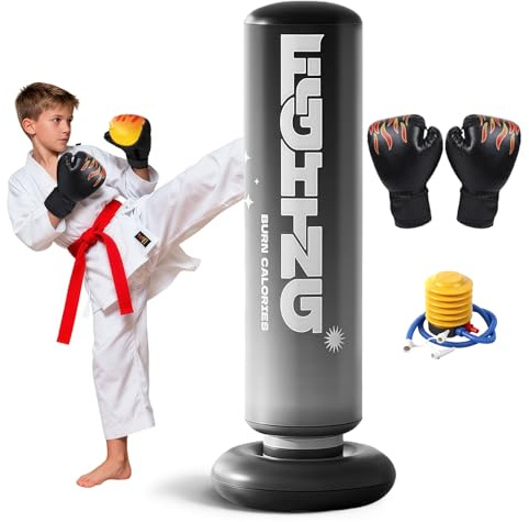 Flintronic Barns slagväska, uppblåsbar boll för barn, 120 cm/160 cm, stabil boxningsväska, för hem, gym, träning Taekwondo, perfekt present till pojkar och flickor