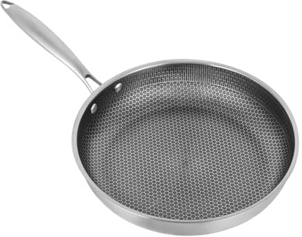 32cm Bratpfanne Edelstahl Pfanne Wabenpfanne mit Wabenstruktur, Antihaftbeschichtung Unzerkratzbare Pfanne mit Antihaft und Kratzfest Universalpfanne für Gasherden, Induktionsherden, Keramikherden