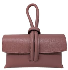Chicca Borse Borsetta Pochette da Donna in Pelle Dollaro (Rosa Antico)