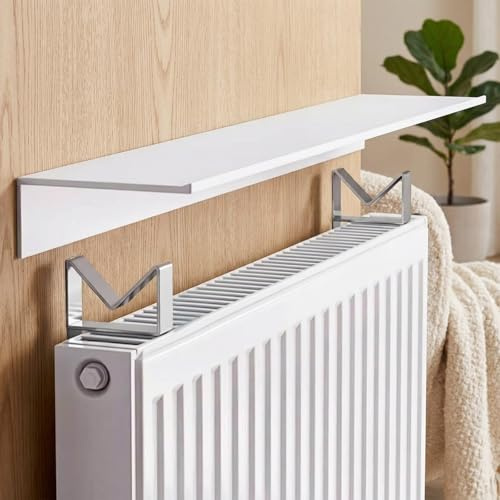 DKPLOE Tablette de Radiateur Etagere Radiateur sans Percer Alu Cache-Radiateur Fin Facile à Assembler IdéAle pour Le Salon La Chambre Le Couloir Et Le Bureau(45cm)