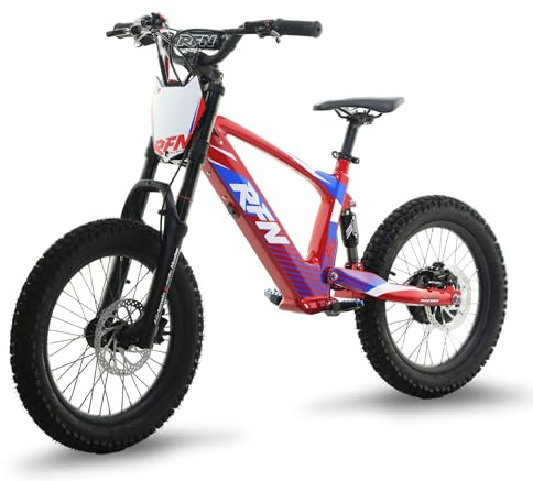 RFN EVO18 Elektrisches Dirt Bike für Jugendliche, 3 Geschwindigkeitsmodi, Leichter Aluminiumrahmen, doppelte hydraulische Scheibenbremsen, bis zu 15 km Reichweite, geeignet für Kinder ab 8 Jahren
