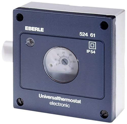 Eberle Allzweckthermostat mit Innenskala (elektronischer Temperaturregler, 5 – 35°, zur Wandbefestigung, Schutzart IP 54) 052461140510