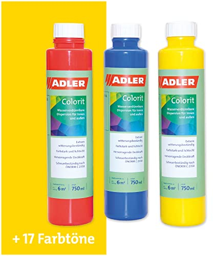ADLER AVIVA Colorit-AF 501 Gelb Hochergiebige Vollton- und Abtönfarbe, 750 ml - Ideal für Innen- und Außenbereich
