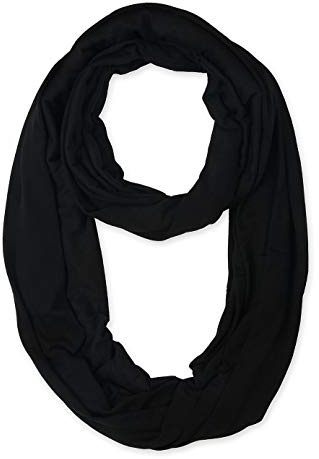 corciova Black Soft Girl Women Infinity Wrap Scarf Stretchy Jersey Knit Sleep Head Circle Scarf Continuous Loop Light Weight