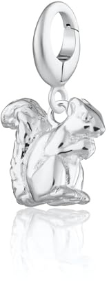 Lily Charmed - 925 Sterling Silber Eichhörnchen-Charm oder 18 Karat vergoldet, Clip auf Charm für Armband oder Halskette.