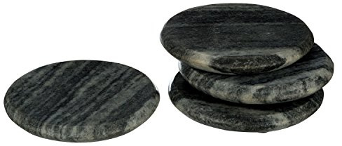 Round Coasters, Marble, Grey, Set of 4