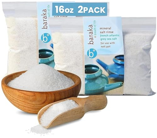 Baraka Mineral Sea Salt Rinse - French Atlantic Grey Sea Salt - 16oz, 2Pack