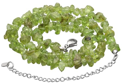 Lebensquelle Plus Peridot Splitterkette Edelstein Kette | 45+5 cm Verlängerung und Karabiner Verschluss