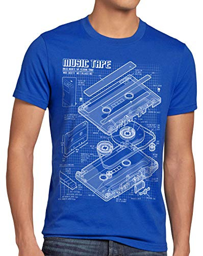 style3 Tape Blaupause Herren T-Shirt dj musikkassette Turntable Retro