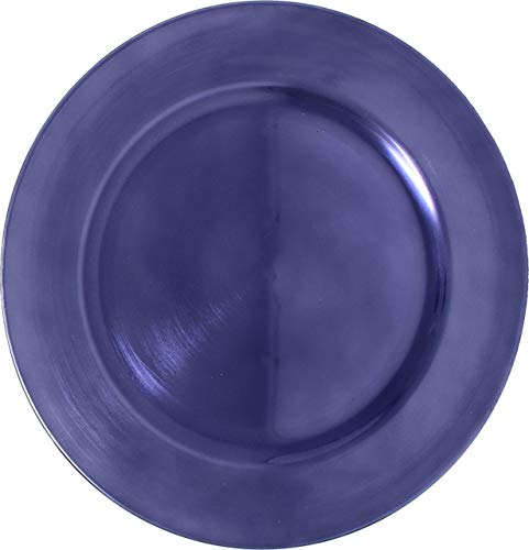 Ms Lovely Metallic Foil Charger Plates - Set of 6 - Made of Thick Plastic - Dark Purple