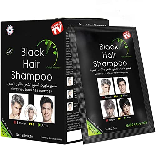 MQFORU, Instant-Haarfarbe für Männer und Frauen, schwarzes Haarfärbe-Shampoo, schwarze Farbe, einfach anzuwenden, hält 30 Tage, natürliche Inhaltsstoffe