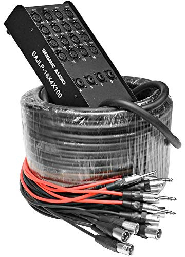 Seismic Audio - XLR Low Profile Snake Cable with 4 TRS Returns - Circuit Board Snake for Recording, Stage, Studio PA DJ use (100 Feet - 16 Channel - 4 TRS)