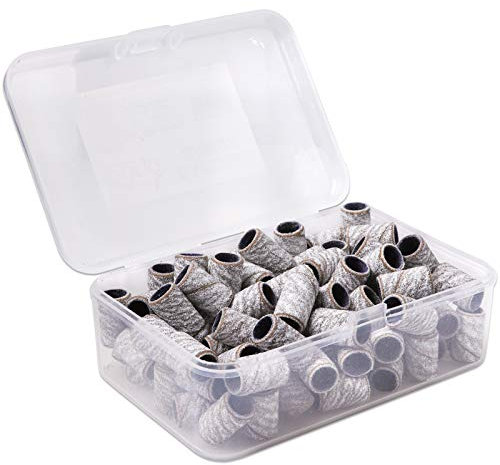 PANA 100 Pieces Nail Sanding Bands Professional Nail Manicure Great Fit for Nail Drill Bits for Acrylic Nails (120 Grit, Zebra)