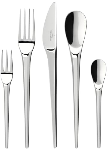 Villeroy & Boch – Newmoon Besteck Set 30 teilig 6 Personen, Spülmaschinenfest, Besteckset, Tafelbesteck, Cutlery Set, Essbesteck Set, Gabel, Messer, Löffel, Edelstahl