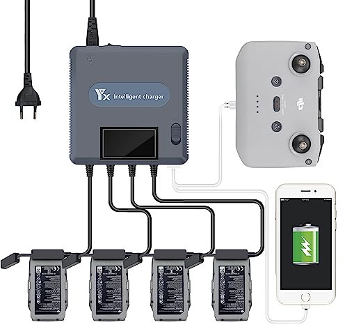 Yangers Multi-Ladegerät für DJI Mavic Air 2 (Nicht kompatibel mit Mavic Air), Parallele gleichzeitige Ladestation Rapid Balance Dock Station für Flugbatterien Controller Telefon Tablet